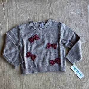 Carter’s Toddler Knit Sweater in Gray with Red Bows 2T NWT